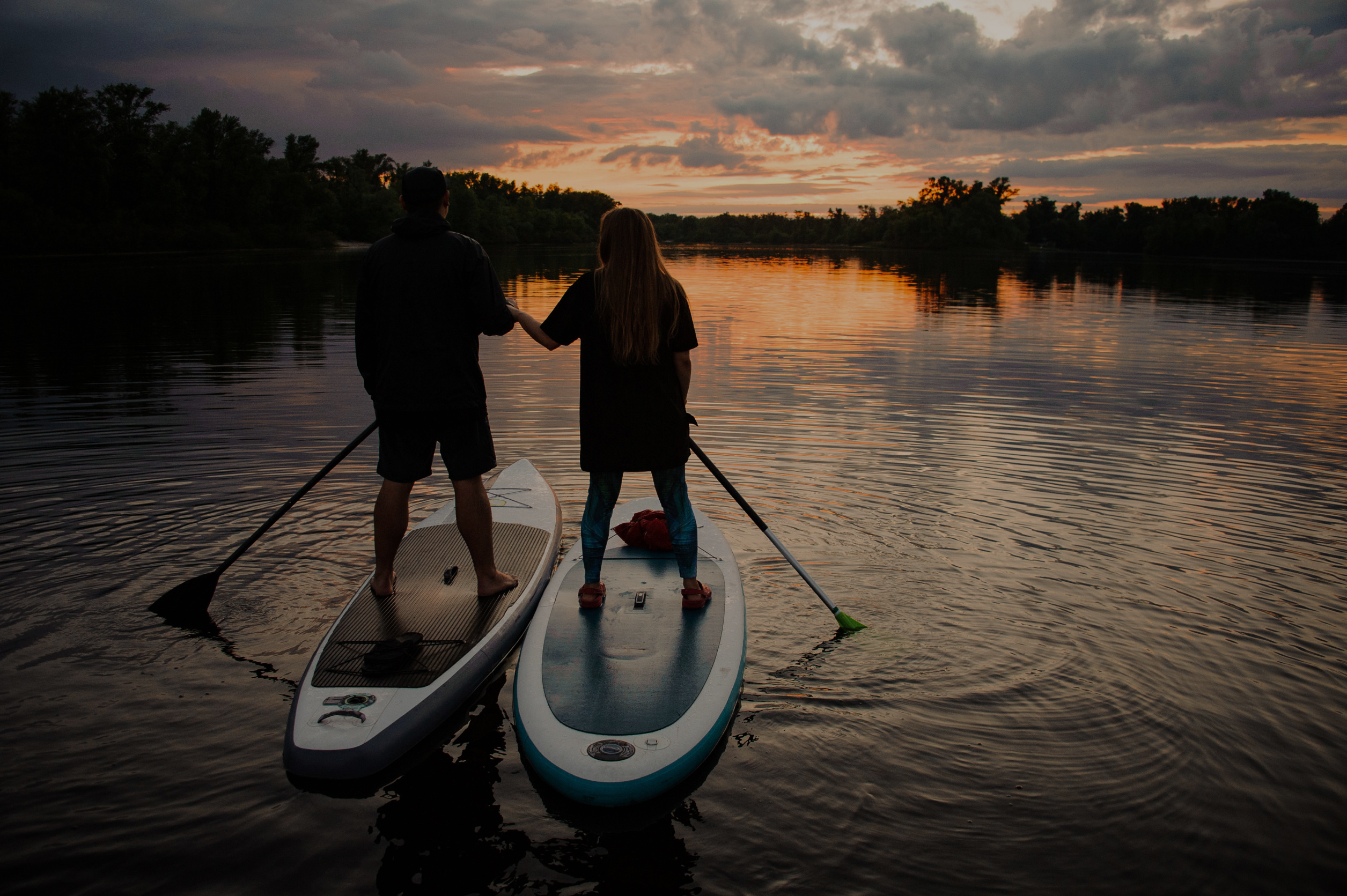 Couple in paddle board
